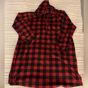 Women’s Muk Luks Plaid Fleece Hooded Nightgown 1X